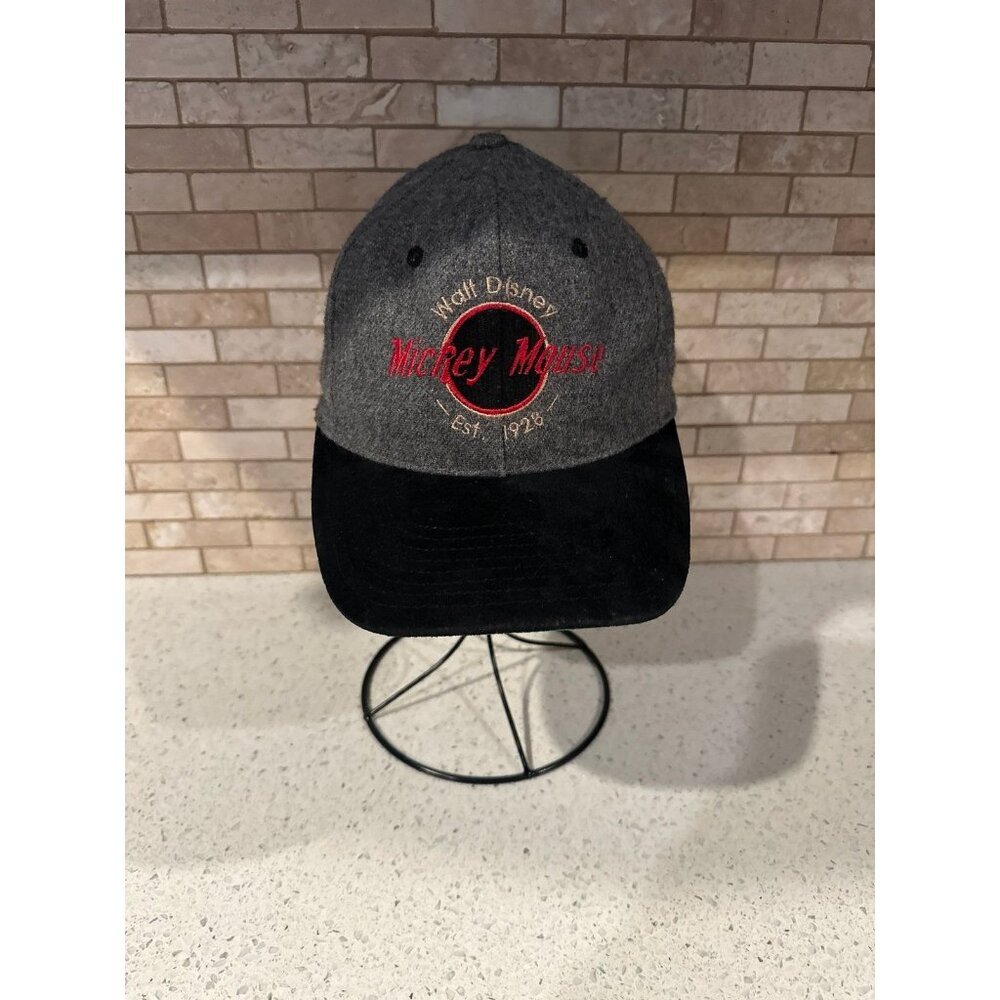 Vintage 90's Walt Disney Mickey Mouse Wool Gray Snapback Hat Cap Made in USA